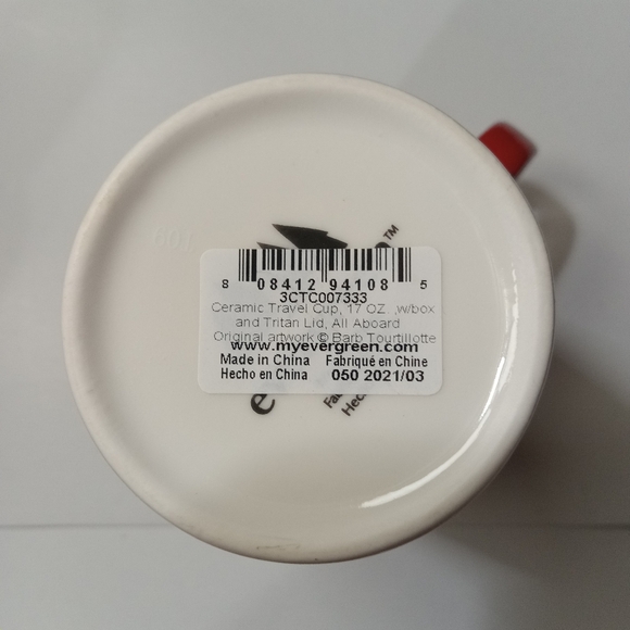 Evergreen Ceramic Travel Cup 17 oz Deer Snow Cardinals Clear Lid - Picture 8 of 8